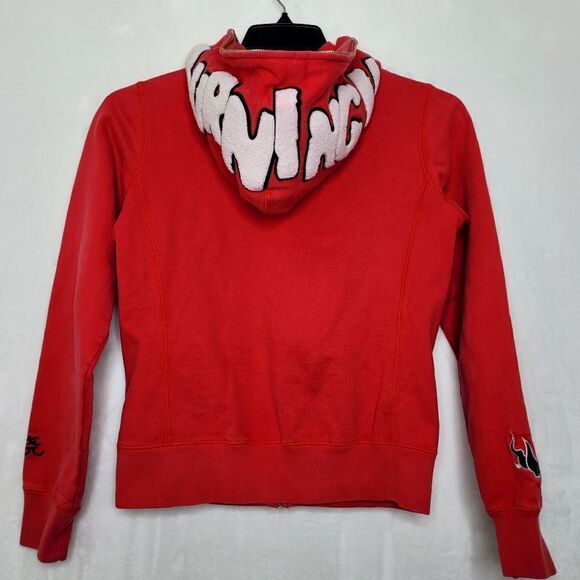 Devil Nut Under Red Flag Burning Embroidered Heavyweight Hoodie Size XS - Picture 13 of 13